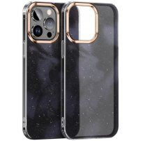 Třpytivý kryt se vzorem vodových barev pro iPhone 14 - černý