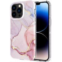 Mramorový třpytivý kryt pro iPhone 13 Pro - světle růžový