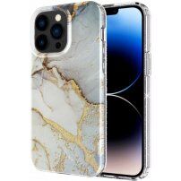 Mramorový třpytivý kryt pro iPhone 13 Pro - šedozlatý
