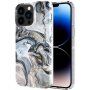 Mramorový třpytivý kryt pro iPhone 13 Pro - světle modrý