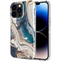 Mramorový třpytivý kryt pro iPhone 13 Pro Max - tyrkysovozlatý