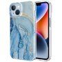 Mramorový třpytivý kryt pro iPhone 14 Plus - modrý