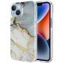 Mramorový třpytivý kryt pro iPhone 14 Plus - šedozlatý