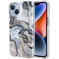 Mramorový třpytivý kryt pro iPhone 14 Plus - světle modrý