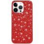 Ochranný kryt s flitry pro iPhone 14 Pro Max - červený
