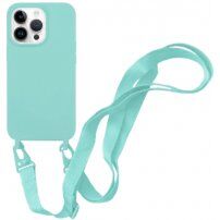 Silikonový kryt s nastavitelným popruhem pro iPhone 13 Pro Max - mentolový