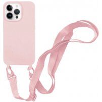 Silikonový kryt s nastavitelným popruhem pro iPhone 13 Pro Max - růžový