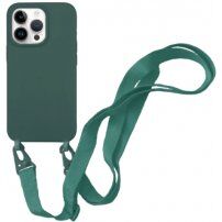 Silikonový kryt s nastavitelným popruhem pro iPhone 13 Pro Max - petrolejový