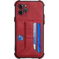 Kryt s kapsou na karty a stojánkem pro iPhone 11 Pro Max - červený