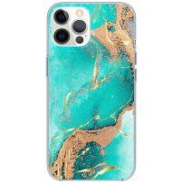 Lesklý mramorový kryt pro iPhone 11 Pro Max - tyrkysový