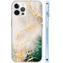 Lesklý mramorový kryt pro iPhone 12 Pro Max - béžovozelený