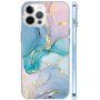 Lesklý mramorový kryt pro iPhone 12 Pro Max - modrorůžový