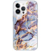Lesklý mramorový kryt pro iPhone 14 Pro Max - modrý