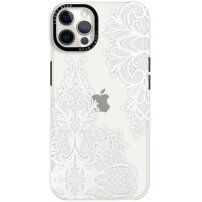Lesklý transparentní kryt s motivem pro iPhone 12 Pro Max - krajka