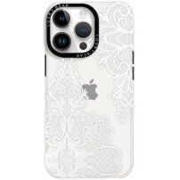 Lesklý transparentní kryt s motivem pro iPhone 13 Pro - krajka