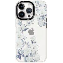 Lesklý transparentní kryt s motivem pro iPhone 13 Pro Max - květy ibišku