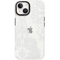 Lesklý transparentní kryt s motivem pro iPhone 14 Plus - krajka