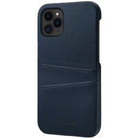 Kožený kryt s kapsou na karty pro iPhone 11 Pro - modrý