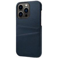 Kožený kryt s kapsou na karty pro iPhone 14 Pro Max - modrý