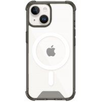 Transparentní kryt s barevným rámečkem a MagSafe pro iPhone 14 Plus - šedý