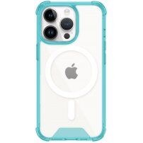Transparentní kryt s barevným rámečkem a MagSafe pro iPhone 14 Pro Max - modrý