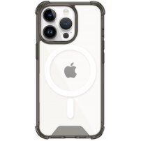 Transparentní kryt s barevným rámečkem a MagSafe pro iPhone 14 Pro Max - šedý
