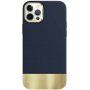 Ochranný kryt s pokovenou spodní částí pro iPhone 12 / 12 Pro - modrý