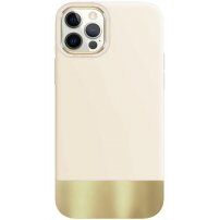 Ochranný kryt s pokovenou spodní částí pro iPhone 12 Pro Max - béžový