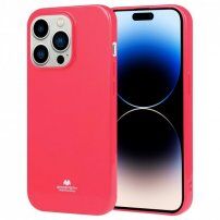 Goospery lesklý kryt z měkkého plastu pro iPhone 14 Pro Max - neonově růžový
