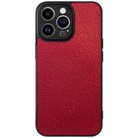 Třpytivý kryt z PU kůže pro iPhone 14 Pro - červený