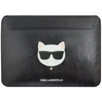 Karl Lagerfeld Choupette Head Embossed kožená obálka pro iPad Pro 12,9" / MacBook do 14" - černá
