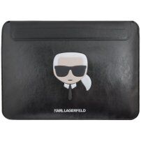 Karl Lagerfeld Head Embossed kožená obálka pro iPad Pro 12,9" / MacBook do 14" - černá