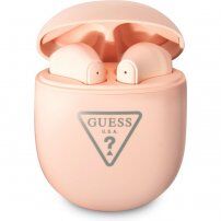 Guess True Wireless Triangle Logo bezdrátová sluchátka pro Apple zařízení - růžová