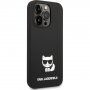 Karl Lagerfeld Choupette silikonový kryt pro iPhone 14 Pro - černý