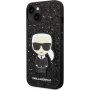 Karl Lagerfeld Glitter Flakes Ikonik třpytivý kryt pro iPhone 14 - černý
