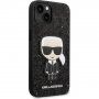 Karl Lagerfeld Glitter Flakes Ikonik třpytivý kryt pro iPhone 14 - černý