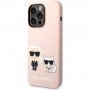 Karl Lagerfeld Karl and Choupette silikonový kryt s MagSafe pro iPhone 14 Pro Max - růžový