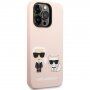 Karl Lagerfeld Karl and Choupette silikonový kryt s MagSafe pro iPhone 14 Pro Max - růžový