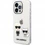 Karl Lagerfeld Ikonik Karl and Choupette kryt pro iPhone 14 Pro Max - čirý