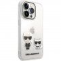 Karl Lagerfeld Ikonik Karl and Choupette kryt pro iPhone 14 Pro Max - čirý