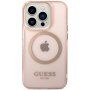 Guess Translucent transparentní kryt s MagSafe pro iPhone 14 Pro Max - růžový