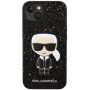 Karl Lagerfeld Glitter Flakes Ikonik třpytivý kryt pro iPhone 14 - černý