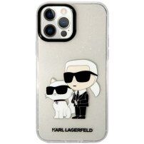 Karl Lagerfeld IML Glitter Karl and Choupette NFT třpytivý kryt pro iPhone 13 Pro Max - čirý
