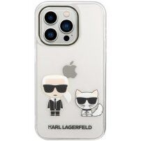 Karl Lagerfeld Ikonik Karl and Choupette kryt pro iPhone 14 Pro Max - čirý
