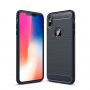 Odolný kryt ve stylu broušeného karbonu pro iPhone XS Max - tmavě modrá