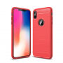 Odolný kryt ve stylu broušeného karbonu pro iPhone XS Max - červená