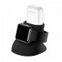 USAMS US-ZJ051 2v1 silikonový stojánek pro AirPods s prostorem na nabíjecí kabel pro Apple Watch - černý