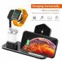 Bezdrátový stojánek pro iPhone s prostorem na nabíjecí kabel pro Apple Watch / AirPods - 10W - černý