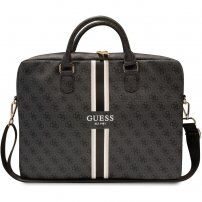 Guess 4G Printed Stripes brašna pro MacBook do 16" - šedá