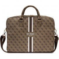 Guess 4G Printed Stripes brašna pro MacBook do 16" - hnědá